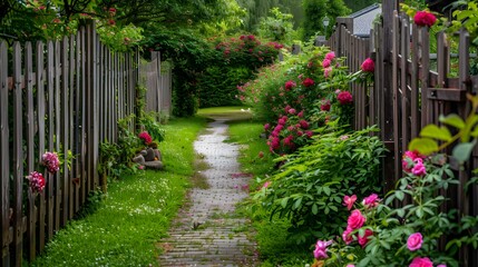 Wall Mural - Paths and fences with paths framed