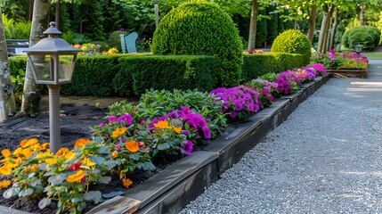 Wall Mural - Flower beds and flower beds with rectangular