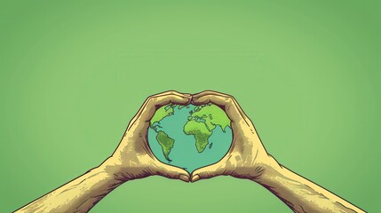 Wall Mural - Hands Protecting Earth.