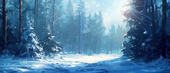 Wall Mural - Winter forest background.
