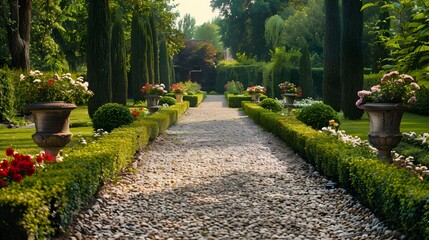 Poster - Landscape style with flowering alleys decorated img