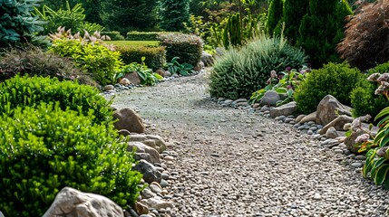 Wall Mural - Rock gardens with neatly laid gravel paths