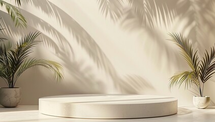 Poster - Minimalist Product Display with Palm Tree Shadows