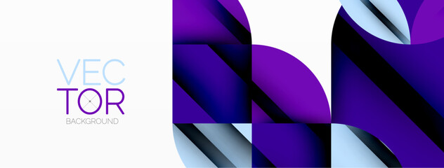 Poster - Circle, square and flower petal geometric background. Round shapes composition for wallpaper, banner, background or landing