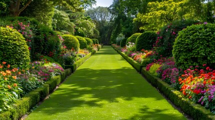 Wall Mural - Tapeworms with trees surrounded by colorful flowers picture