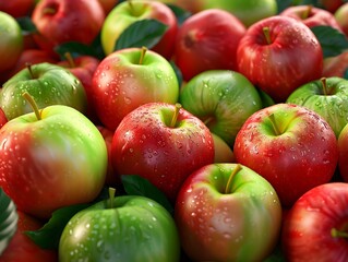 A group of red and green apples in a pile
