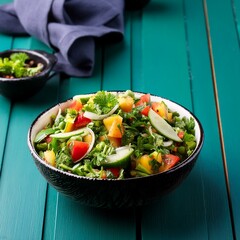 Indian healthy green salad or kachumber salad