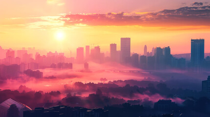 Wall Mural - landscape beautiful of skyline on the morning, afternoon, evening and night