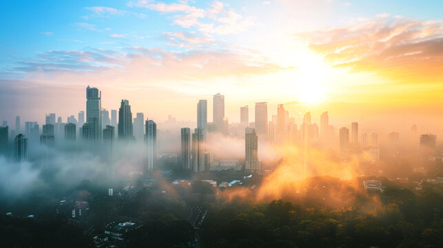 landscape beautiful of skyline on the morning, afternoon, evening and night