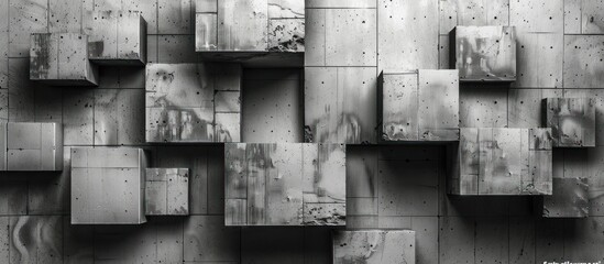 Wall Mural - Abstract geometric cube background on concrete wall