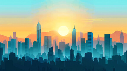 Wall Mural - landscape beautiful of skyline on the morning, afternoon, evening and night