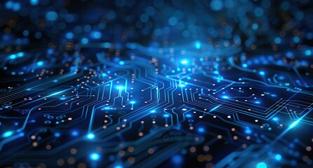 Poster - Abstract Circuitry Design with Glowing Blue Lines