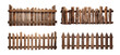 © vectornation - Set of rustic wooden fences isolated on transparent background