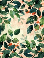 Poster - fokasuart Elegant wallpaper with lush greenery and watercolor p 9b8953be-69ec-42d3-bb8f-f4c350254985