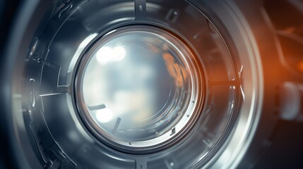 Poster - futuristic abstract blurred gradient background in metallic colors, reminiscent of a space capsule. 