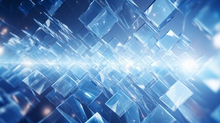 Poster - mesmerizing abstract blue background with swirling diamonds and squares in a mesmerizing geometric pattern.