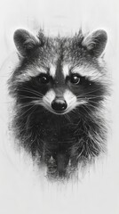 Wall Mural -  Raccoon on White Background Illustration