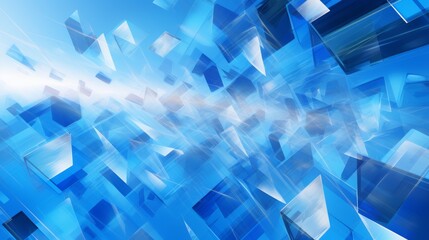 Fototapete - a vibrant abstract blue background with overlapping diamonds and squares in a dynamic geometric pattern, inspired by Wassily Kandinsky's compositions. 
