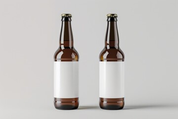 Wall Mural - 2 beer/lemonade glass bottles mockup with blank white label