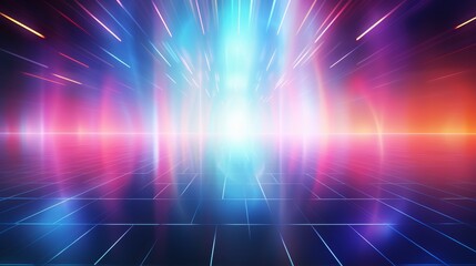 Poster -  electrifying abstract blurred gradient background in neon colors, reminiscent of a nightclub dance floor. 