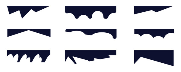Website border, web page divider shapes. Geometric and organic separator headers for graphic design template, isolated with background.