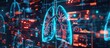 © Penatic Studio - Human lungs with holographic data and medical symbols, medical digital background.