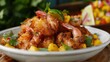 © Justlight - A spin on traditional island fare these coconut crusted shrimp are served on a bed of tangy mango salsa for a burst of tropical flavors.