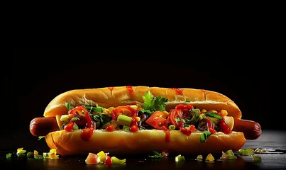 Sticker - Hot Dog with Ketchup and Vegetables