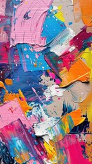 Poster - Abstract art with thick, colorful brushstrokes on a textured canvas