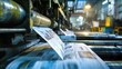 © Sasa Visual - Newspapers coming off a printing press in a factory