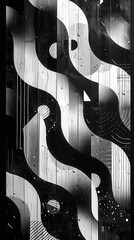 Poster - Create a stunning pattern design in black and white using geometric shapes, clean lines, and a textured backdrop.