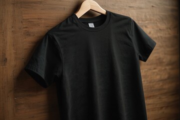 Wall Mural - Blank Plain Black T-Shirt Mockup