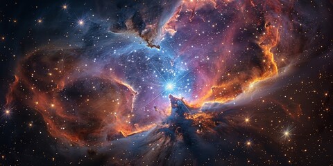 Wall Mural - Cosmic Nebula with Bright Star and Dusty Clouds