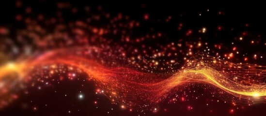 Abstract Red and Orange Wave with Glittering Particles