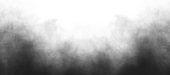 Wall Mural - realistic black smoke clouds fog effect isolated on transparent background. dark smoke, steam, fog, 