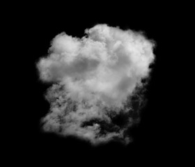 Wall Mural - White Clouds Sky on Black background, Isolated abstract soft group of fluffy Smoke, Steam, Fog or Haze,Wide horizontal illustration of nature elements for landscape design