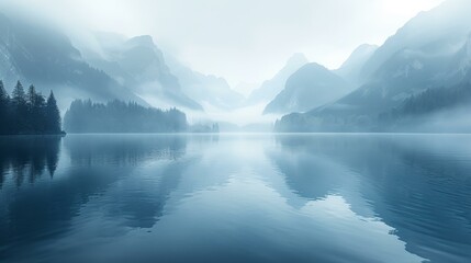 Wall Mural - Serene Mountain Lake Scene