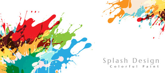 Wall Mural - colorful artistic banner with paint splashes design elements.