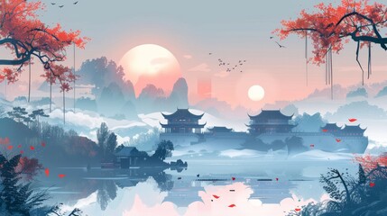 Wall Mural - Chinese Style Fantasy Landscape Art