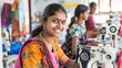 © Sasa Visual - Young woman smiling while working on sewing machine in garment factory