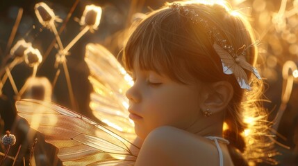 The delicate touch of a fairys gossamer wing as she gently brushes against a sleeping childs cheek.