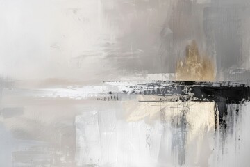 Wall Mural - Minimalist Oil Painting Background - Black, White, Golden Smears, Old Classic and Modern Style