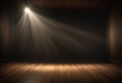 © PREM - Dark studio background, room with wooden floor, spotlight