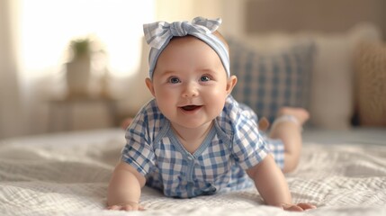 Poster - The happy baby in gingham