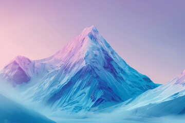 Wall Mural - Minimalist Mountain Peak in Purple Lights