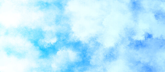 Wall Mural - creative brush painted aquarelle light sky blue background, blurred and grainy blue powder explosion