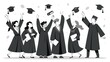 © chapicha - Dreams launched into the sky! Graduates, adorned in black gowns, toss their caps in a triumphant display, symbolizing the start of their exciting journeys.