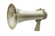 © AshrofS - White megaphone isolated on a white background. Ideal for communication, announcement, and advertising concept images.