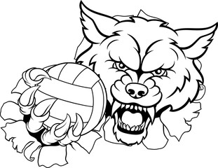 Poster - Wolf Werewolf Volleyball Volley Ball Claw Mascot