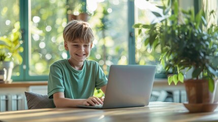 Canvas Print - The boy with laptop